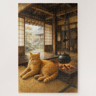 series_3_3|Cozy Irori Hearth Tabby Cat JP Art Jigsaw Puzzle