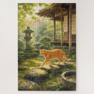 series_3_5|Kyoto Garden Tabby Cat Japanese Art Jigsaw Puzzle