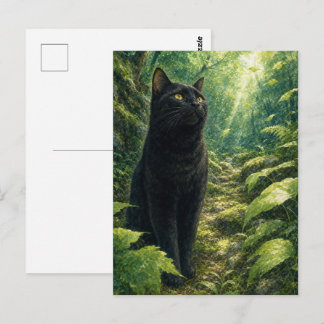 series_4_2|Summer Forest Black Cat Japanese Art Postcard