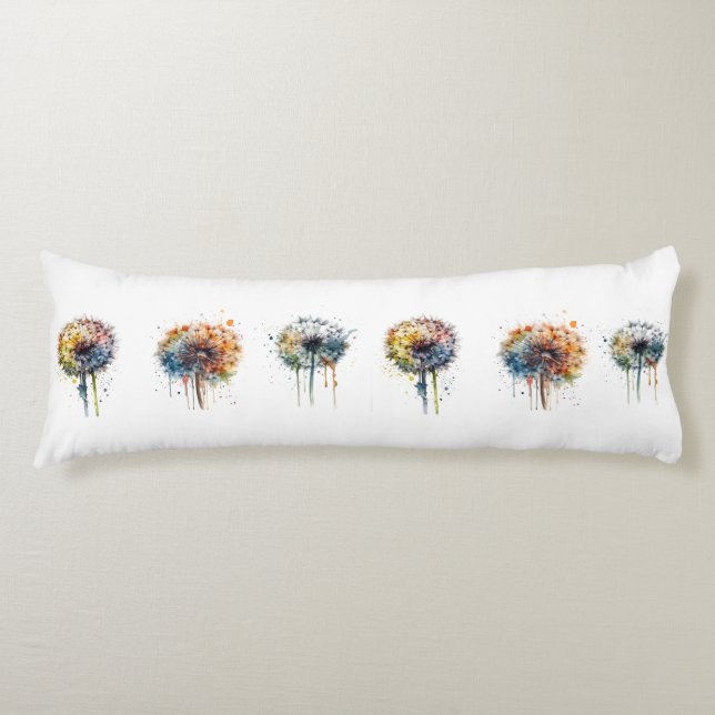 series of colourful watercolor dandelions body cushion (Front)
