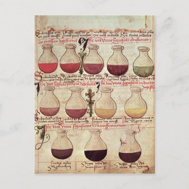 Series of flagons for urine analysis postcard (Front)