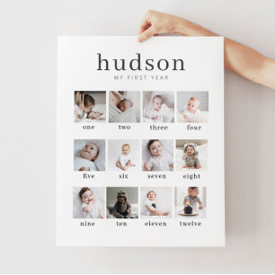 Serif 1st Year 12 Photo Collage with Months Poster