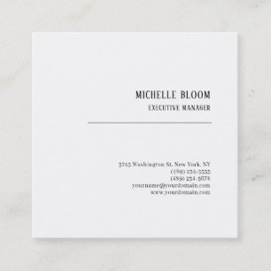 Serif Font Plain Simple Professional Minimalist Square Business Card