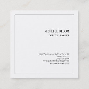 Serif Font Plain Simple Professional Minimalist Square Business Card