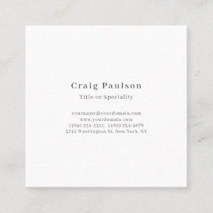 Serif Font Professional Plain Matte Paper Square Business Card