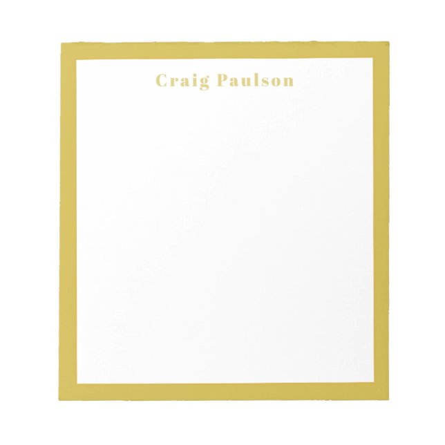 Serif Font Simple Professional Plain Gold White Notepad (Front)