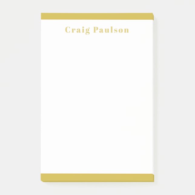 Serif Font Simple Professional Plain Gold White Post-it Notes (Front)