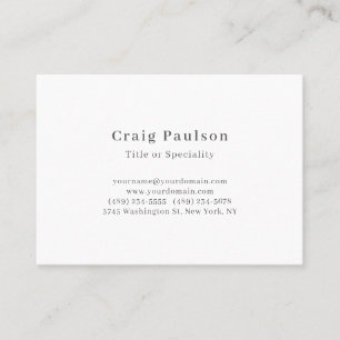 Serif Font Simple Professional Plain Matte Paper Business Card