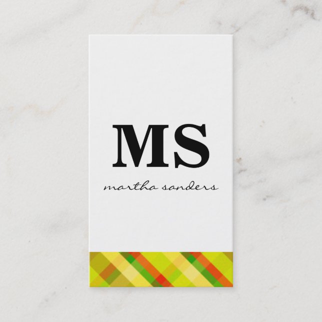 Serif Monogram Argyle Accent Business Card (Front)