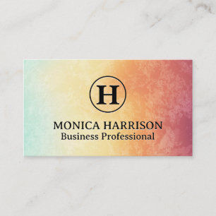 Serif Monogram Colourful Abstract Texture Business Card