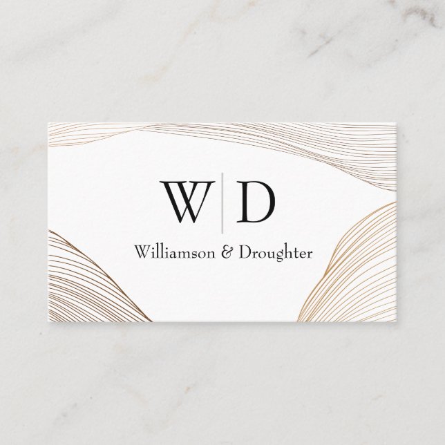 Serif Monogram | Graphics Lines Background Business Card (Front)