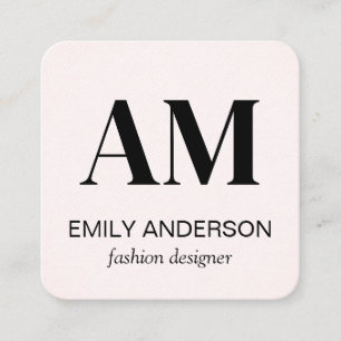 Serif Monogram Light Striped Pattern Square Business Card
