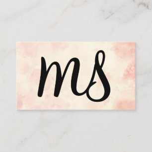 Serif Monogram Pink Watercolor Background Business Card