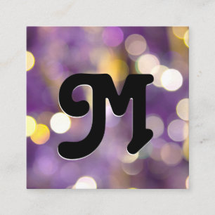 Serif Monogram   Purple Bokeh Square Business Card
