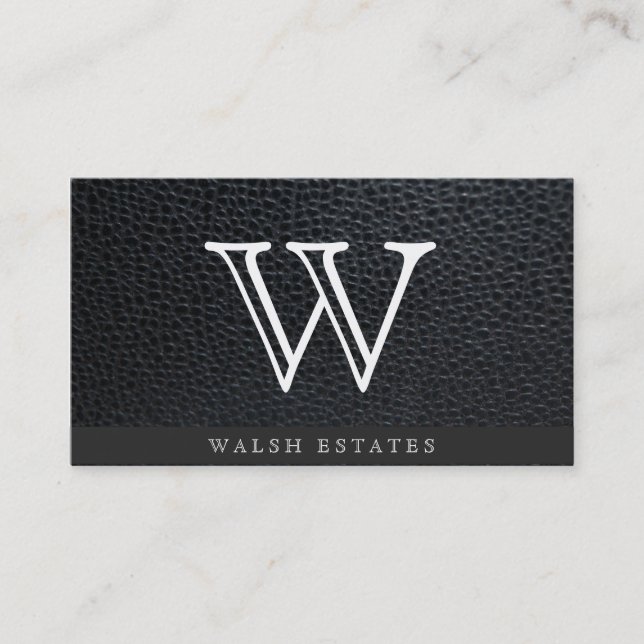 Serif Type Monogram / Leather Business Card (Front)