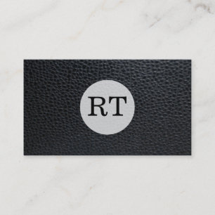 Serif Type Monogram / Leather Business Card