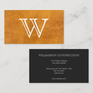 Serif Type Monogram Light Brown Leather Business Card