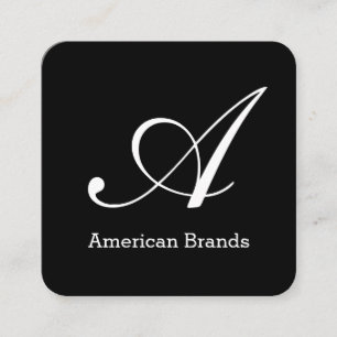 Serif Type Monogram Square Business Card