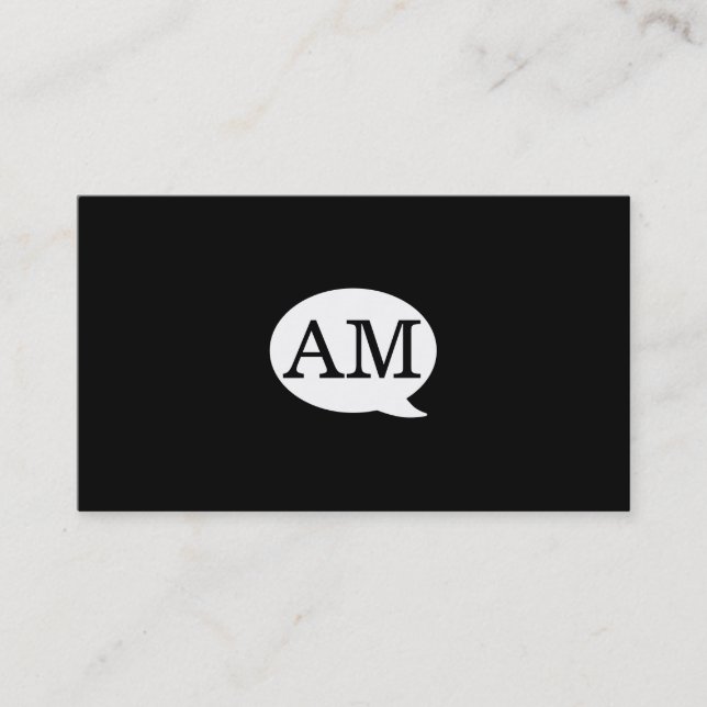 Serif Type Monogram Talk Bubble Business Card (Front)