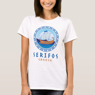 Serifos, Greece Greek Ship Design Women's T-Shirt