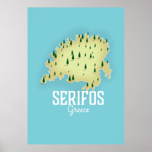 Serifos Greek Map Illustrated travel poster