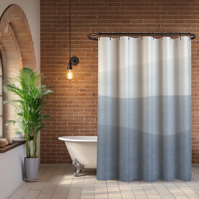 Serine Blue-Grey Abstract Landscape Shower Curtain (Creator Uploaded)