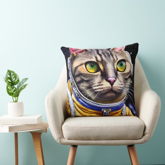 Serious Astronaut Cat Artwork Cushion (Chair)
