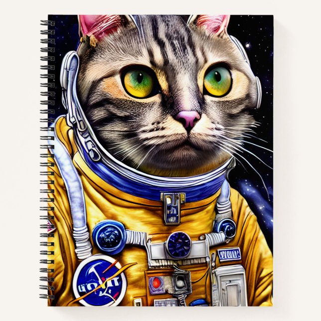 Serious Astronaut Cat Artwork Notebook (Front)