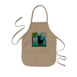 Serious cat kids apron