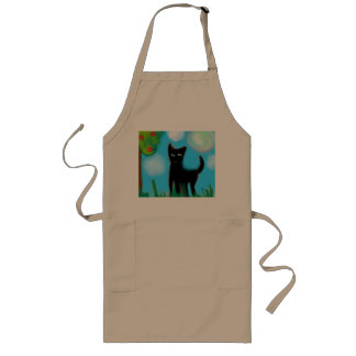 Serious cat long apron