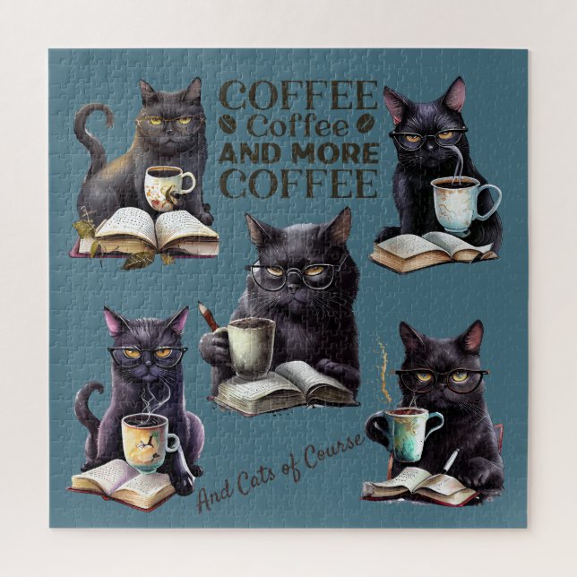 Serious Cats and Coffee Jigsaw Puzzle (Vertical)