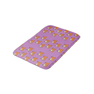 Serious cats on purple bath mat