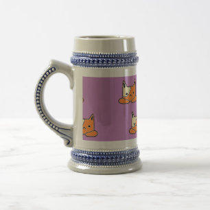 Serious cats on purple beer stein