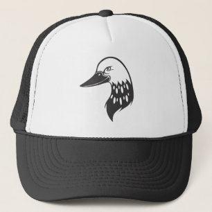 Serious Common Loon Bird in Black and White Trucker Hat