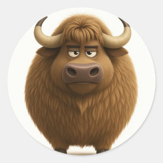Serious-Faced Cartoon Ox Sticker