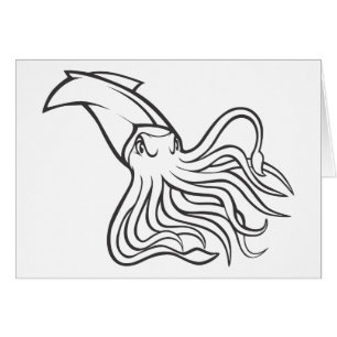 Serious Giant Squid in Black and White