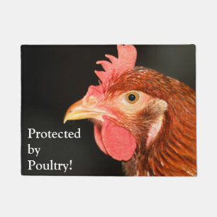 Serious hen doormat