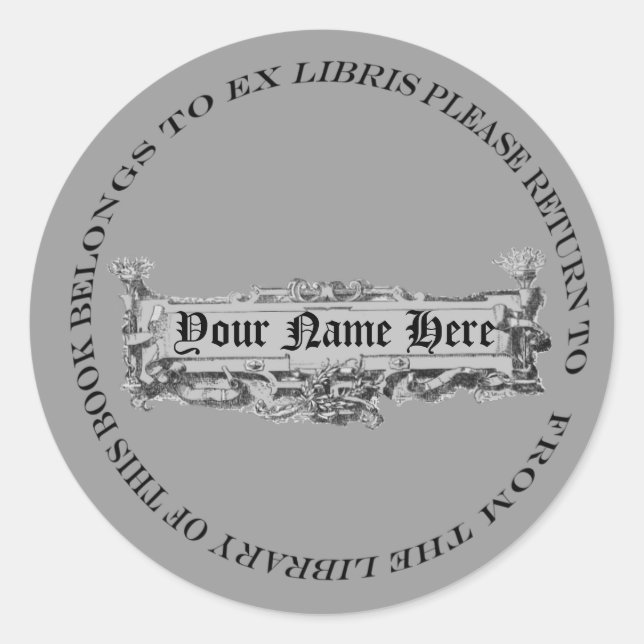 Serious Looking but Slightly Silly Bookplate Classic Round Sticker (Front)