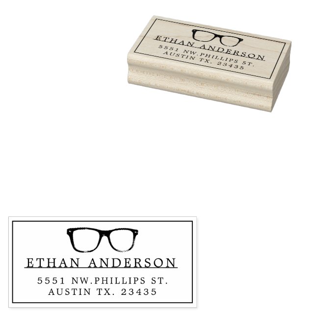 Serious Spectacles | Funny Custom Name Rubber Stamp (Stamped)