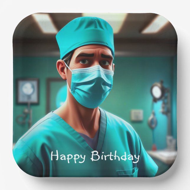 Serious Surgeon Birthday Paper Plate (Front)