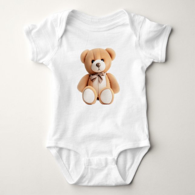 Serious teddy bear baby bodysuit (Front)