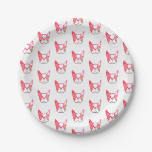 Seriously cute Boston Terrier paper plates in pink