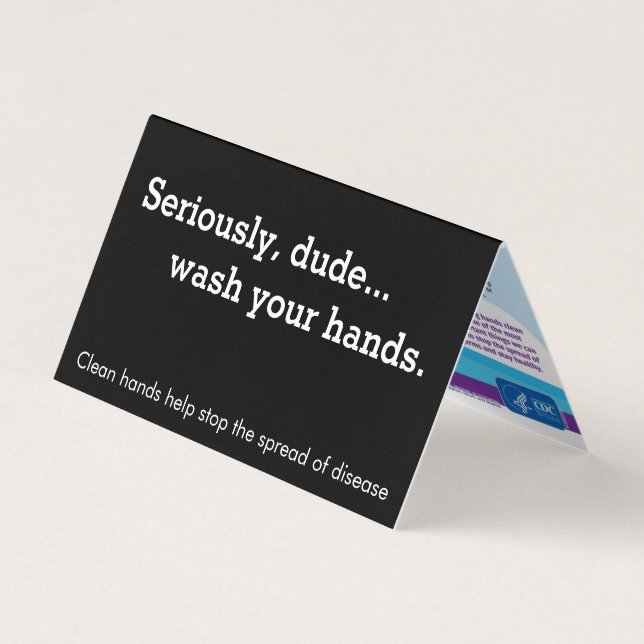Seriously Dude Handwashing Reminder Tent Card (Front)