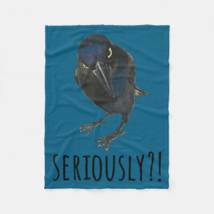 Seriously Mpy Black Grackle Black Bird Fleece Blanket