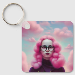 Seriously Pink Hair Key Ring