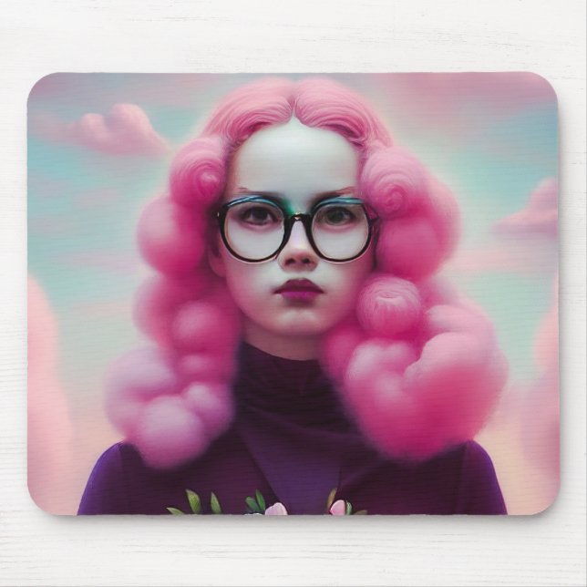 Seriously Pink Hair Mouse Pad (Front)