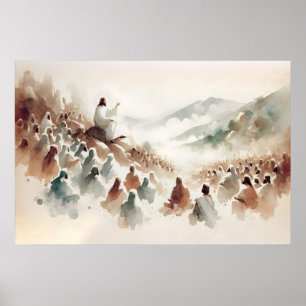 Sermon On The Mount Abstract Watercolor Landscape Poster