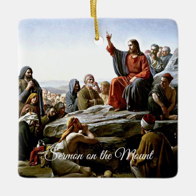 Sermon on the Mount by Carl Bloch Ceramic Ornament (Front)