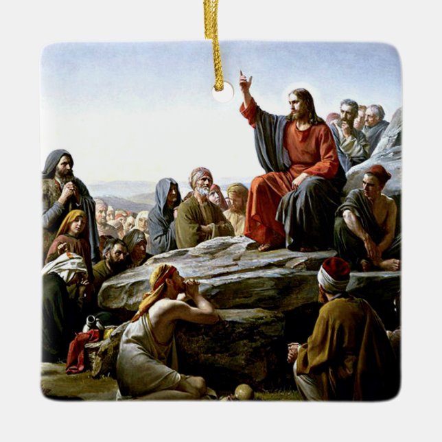 Sermon on the Mount by Carl Bloch Ceramic Ornament (Front)