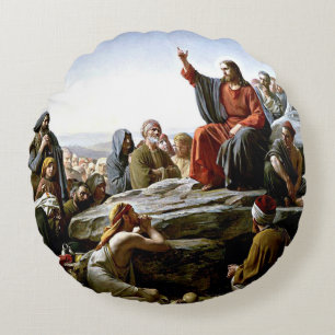 Sermon on the Mount - Carl Bloch, fine art, Round Cushion